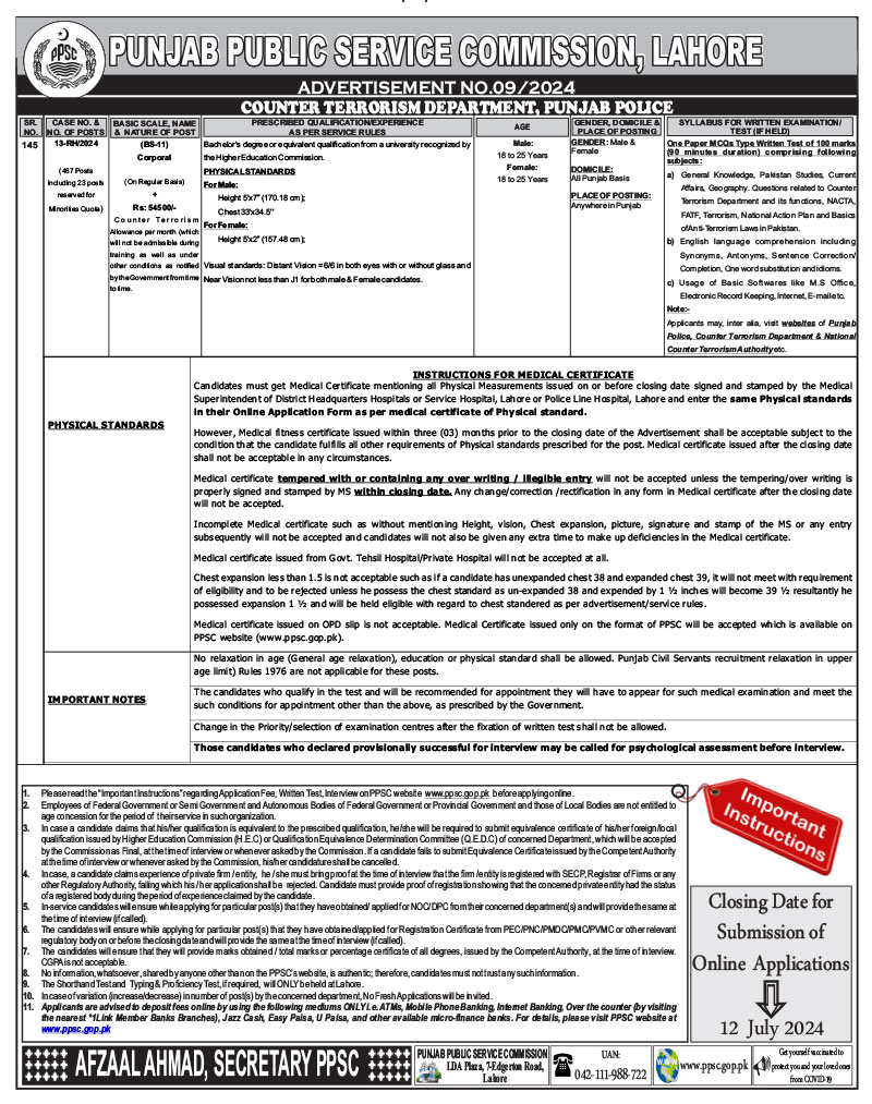 Counter Terrorism Department Jobs