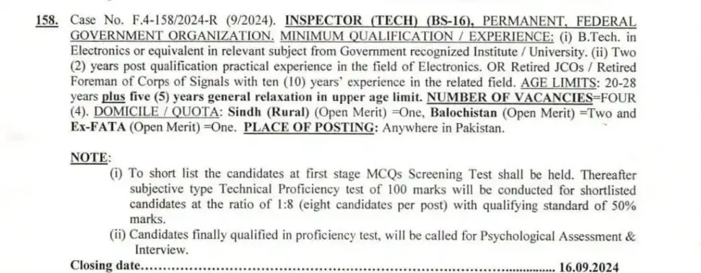 FPSC Intelligence Bureau Jobs 2024